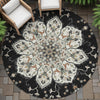 Piper Looms Chantille Global ACN2194 Black Machine Washable Area Rug Round Outdoor Lifestyle Image Feature