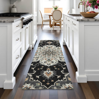 Piper Looms Chantille Global ACN2194 Black Machine Washable Area Rug Runner Lifestyle Image Feature