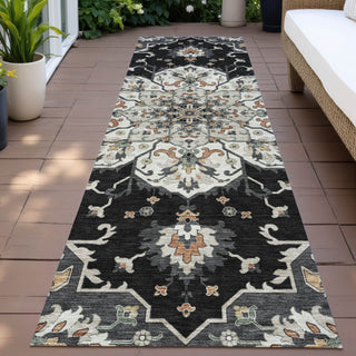 Piper Looms Chantille Global ACN2194 Black Machine Washable Area Rug Runner Outdoor Lifestyle Image Feature