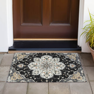 Piper Looms Chantille Global ACN2194 Black Machine Washable Area Rug Scatter Outdoor Lifestyle Image Feature