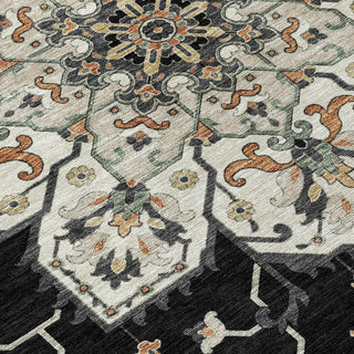Piper Looms Chantille Global ACN2194 Black Machine Washable Area Rug Swatch Image
