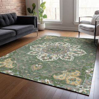Piper Looms Chantille Global ACN2194 Green Machine Washable Area Rug Lifestyle Image Feature