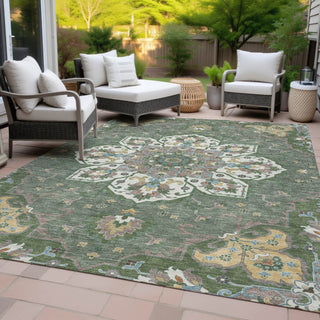 Piper Looms Chantille Global ACN2194 Green Machine Washable Area Rug Outdoor Lifestyle Image Feature