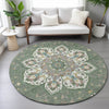 Piper Looms Chantille Global ACN2194 Green Machine Washable Area Rug Round Lifestyle Image Feature