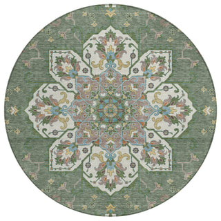 Piper Looms Chantille Global ACN2194 Green Machine Washable Area Rug Round Main Image