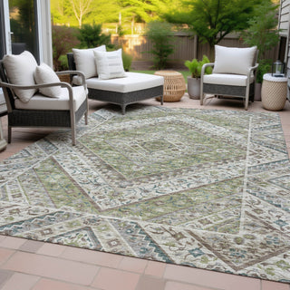 Piper Looms Chantille Geometric ACN2195 Aloe Machine Washable Area Rug Outdoor Lifestyle Image Feature