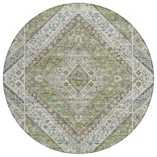 Piper Looms Chantille Geometric ACN2195 Aloe Machine Washable Area Rug Round Main Image