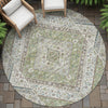 Piper Looms Chantille Geometric ACN2195 Aloe Machine Washable Area Rug Round Outdoor Lifestyle Image Feature