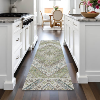 Piper Looms Chantille Geometric ACN2195 Aloe Machine Washable Area Rug Runner Lifestyle Image Feature