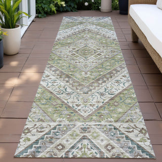 Piper Looms Chantille Geometric ACN2195 Aloe Machine Washable Area Rug Runner Outdoor Lifestyle Image Feature