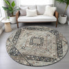 Piper Looms Chantille Geometric ACN2195 Black Machine Washable Area Rug Round Lifestyle Image Feature