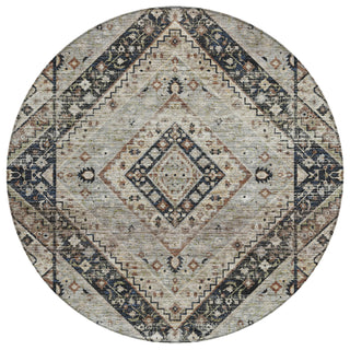 Piper Looms Chantille Geometric ACN2195 Black Machine Washable Area Rug Round Main Image