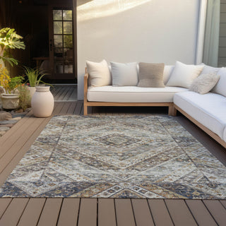 Piper Looms Chantille Geometric ACN2195 Brown Machine Washable Area Rug Outdoor Lifestyle Image Feature