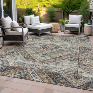 Piper Looms Chantille Geometric ACN2195 Brown Machine Washable Area Rug Outdoor Lifestyle Image Feature