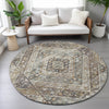 Piper Looms Chantille Geometric ACN2195 Brown Machine Washable Area Rug Round Lifestyle Image Feature