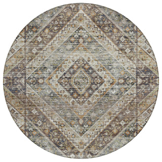Piper Looms Chantille Geometric ACN2195 Brown Machine Washable Area Rug Round Main Image