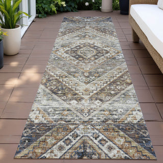 Piper Looms Chantille Geometric ACN2195 Brown Machine Washable Area Rug Runner Outdoor Lifestyle Image Feature