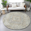 Piper Looms Chantille Geometric ACN2195 Ivory Machine Washable Area Rug Round Lifestyle Image Feature