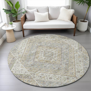 Piper Looms Chantille Geometric ACN2195 Ivory Machine Washable Area Rug Round Lifestyle Image Feature