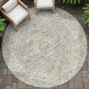 Piper Looms Chantille Geometric ACN2195 Ivory Machine Washable Area Rug Round Outdoor Lifestyle Image Feature