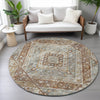 Piper Looms Chantille Geometric ACN2195 Paprika Machine Washable Area Rug Round Lifestyle Image Feature