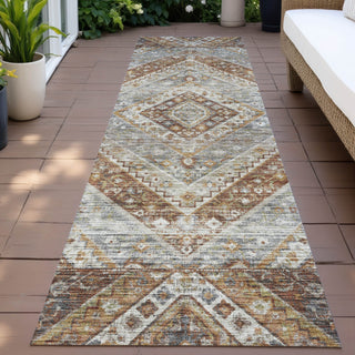 Piper Looms Chantille Geometric ACN2195 Paprika Machine Washable Area Rug Runner Outdoor Lifestyle Image Feature