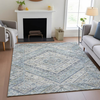 Piper Looms Chantille Geometric ACN2195 Sky Machine Washable Area Rug Lifestyle Image Feature