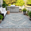 Piper Looms Chantille Geometric ACN2195 Sky Machine Washable Area Rug Outdoor Lifestyle Image Feature