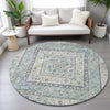 Piper Looms Chantille Geometric ACN2195 Sky Machine Washable Area Rug Round Lifestyle Image Feature
