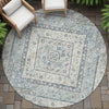 Piper Looms Chantille Geometric ACN2195 Sky Machine Washable Area Rug Round Outdoor Lifestyle Image Feature