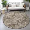 Piper Looms Chantille Panel ACN2196 Chocolate Machine Washable Area Rug Round Lifestyle Image Feature