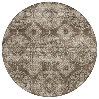 Piper Looms Chantille Panel ACN2196 Chocolate Machine Washable Area Rug Round Main Image