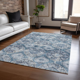 Piper Looms Chantille Panel ACN2196 Denim Machine Washable Area Rug Lifestyle Image Feature