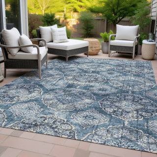 Piper Looms Chantille Panel ACN2196 Denim Machine Washable Area Rug Outdoor Lifestyle Image Feature