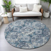 Piper Looms Chantille Panel ACN2196 Denim Machine Washable Area Rug Round Lifestyle Image Feature