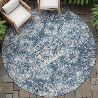 Piper Looms Chantille Panel ACN2196 Denim Machine Washable Area Rug Round Outdoor Lifestyle Image Feature