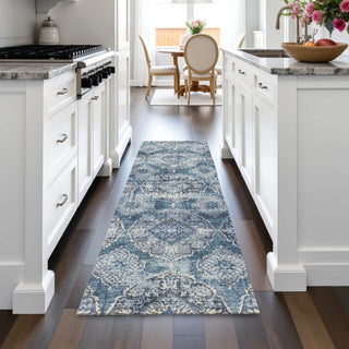 Piper Looms Chantille Panel ACN2196 Denim Machine Washable Area Rug Runner Lifestyle Image Feature