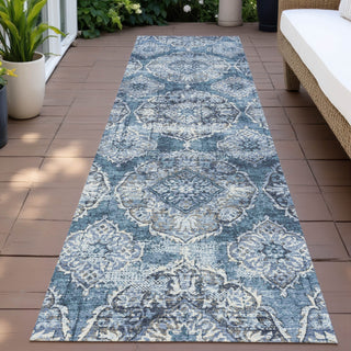 Piper Looms Chantille Panel ACN2196 Denim Machine Washable Area Rug Runner Outdoor Lifestyle Image Feature