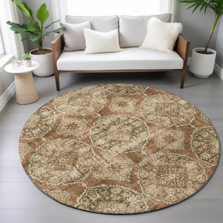 Piper Looms Chantille Panel ACN2196 Paprika Machine Washable Area Rug Round Lifestyle Image Feature
