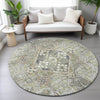 Piper Looms Chantille Global ACN2197 Aloe Machine Washable Area Rug Round Lifestyle Image Feature