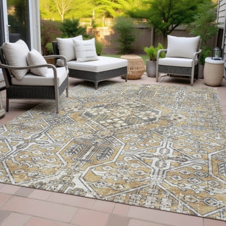 Piper Looms Chantille Global ACN2197 Gold Machine Washable Area Rug Outdoor Lifestyle Image Feature