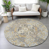 Piper Looms Chantille Global ACN2197 Gold Machine Washable Area Rug Round Lifestyle Image Feature