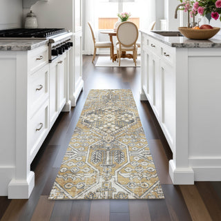 Piper Looms Chantille Global ACN2197 Gold Machine Washable Area Rug Runner Lifestyle Image Feature