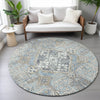 Piper Looms Chantille Global ACN2197 Sky Machine Washable Area Rug Round Lifestyle Image Feature