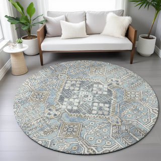 Piper Looms Chantille Global ACN2197 Sky Machine Washable Area Rug Round Lifestyle Image Feature