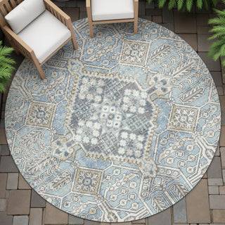Piper Looms Chantille Global ACN2197 Sky Machine Washable Area Rug Round Outdoor Lifestyle Image Feature