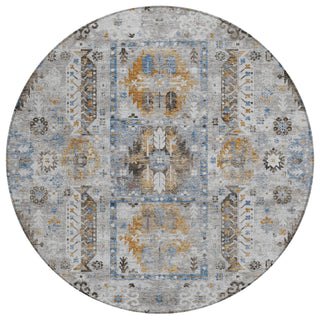 Piper Looms Chantille Bohemian ACN2198 Gray Machine Washable Area Rug Round Main Image