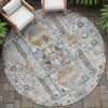 Piper Looms Chantille Bohemian ACN2198 Gray Machine Washable Area Rug Round Outdoor Lifestyle Image Feature