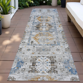 Piper Looms Chantille Bohemian ACN2198 Gray Machine Washable Area Rug Runner Outdoor Lifestyle Image Feature