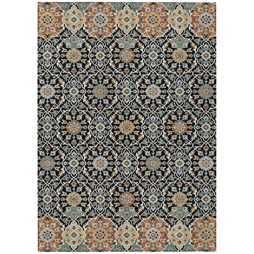 Piper Looms Chantille Panel ACN2199 Black Machine Washable Area Rug main image